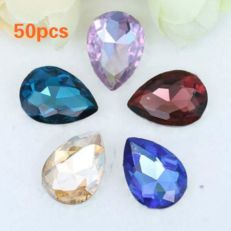 Set 50 Viên Đá Pha Lê Hình Giọt Nước Dùng Để Trang Trí Đồ Thủ Công