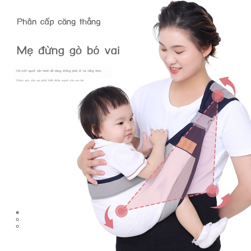 Địu Em Bé Phía Trước Ngang Hông Chất Liệu Cotton Mềm Đơn Giản Tiện Gọn Dạng Lưới Siêu Thoáng Khí An Toàn Tiện Lợi Cho Bé