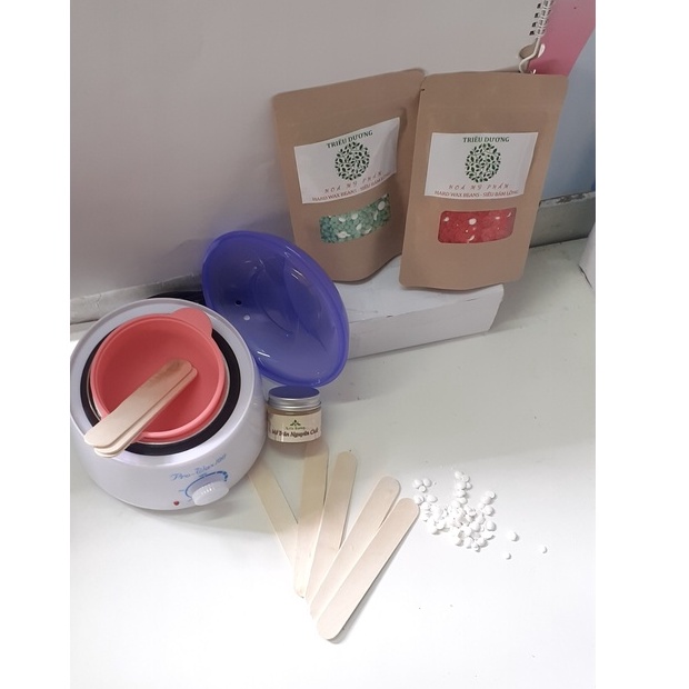 (Set) Nồi wax pro100 +Mỡ trăn 50 + sáp hạt đậu Thơm TD 100Gr(Tặng kèm que + 2 viên mặt nạ).