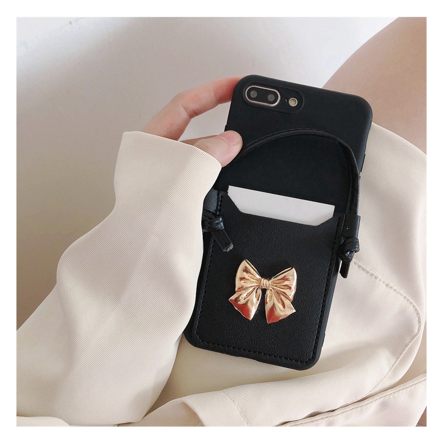 Ốp Điện Thoại Có Ngăn Đựng Thẻ Và Dây Đeo Màu Trơn Cho iPhone14 13 11 12Pro Xsmax X / XS 7 / 8plus XR SE2 6S