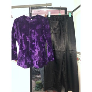 BỘ ÁO NHUNG QUẦN LỤA CHO BÀ