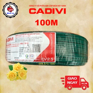 Cuộn 100m dây tiếp địa 2.5, dây ter, dây hạ thế đơn cadivi cv 2.5 1x2.5 mm cao cấp
