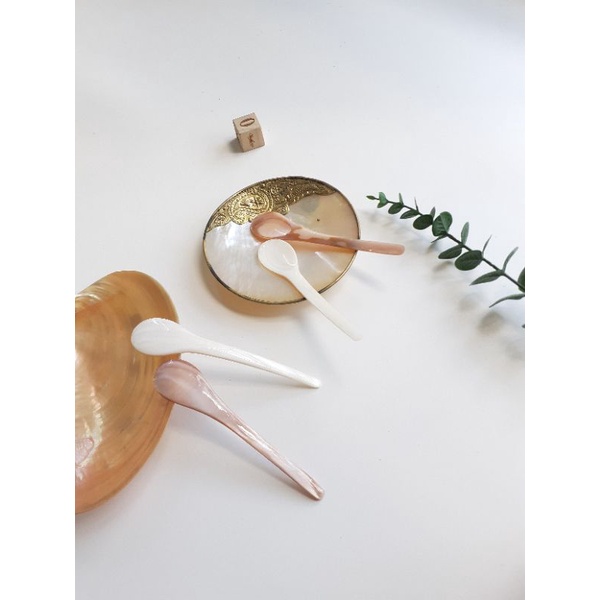 Thìa trai hồng, trai trắng đẹp, bắt mắt ăn sữa chua, ăn trứng cá hồi, thìa trai decor siêu đẹp