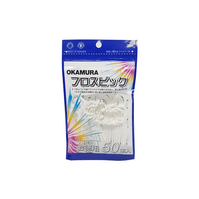 Tăm Chỉ Nha Khoa Okamura Nhật Bản Sợi Chỉ Nhỏ Gói 50 Que Và 90 Que