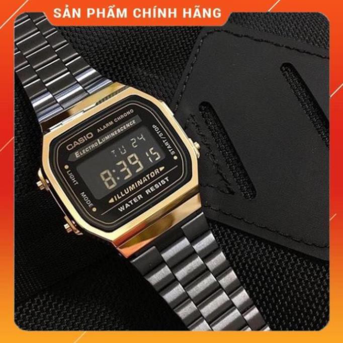 Đồng hồ nam Casio A168 Full Box cổ điển, chống nước, dây thép không gỉ, lịch sự, thời trang