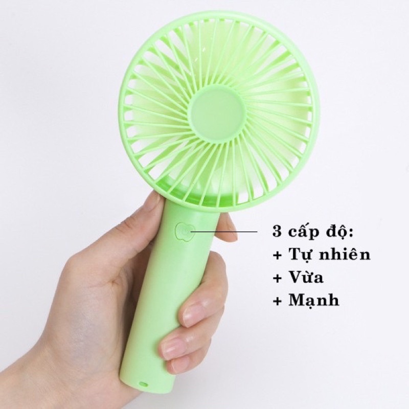 Quạt mini tích điện cầm tay có đế để bàn siêu hot ,dung lượng pin lâu, 3 chế độ gió nhỏ gọn tiện dụng