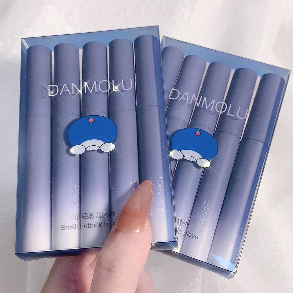 Set 5 cây son kem lì nội địa Trung Danmolu mướt mịn vỏ xanh, Set son nội địa Trung 5 cây màu nhung lì mịn màng cực đẹp