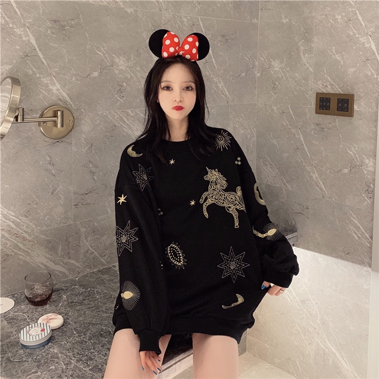 Áo Sweater Cổ Tròn Dáng Rộng Thêu Họa Tiết Xinh Xắn Cho Nữ 2019 | BigBuy360 - bigbuy360.vn