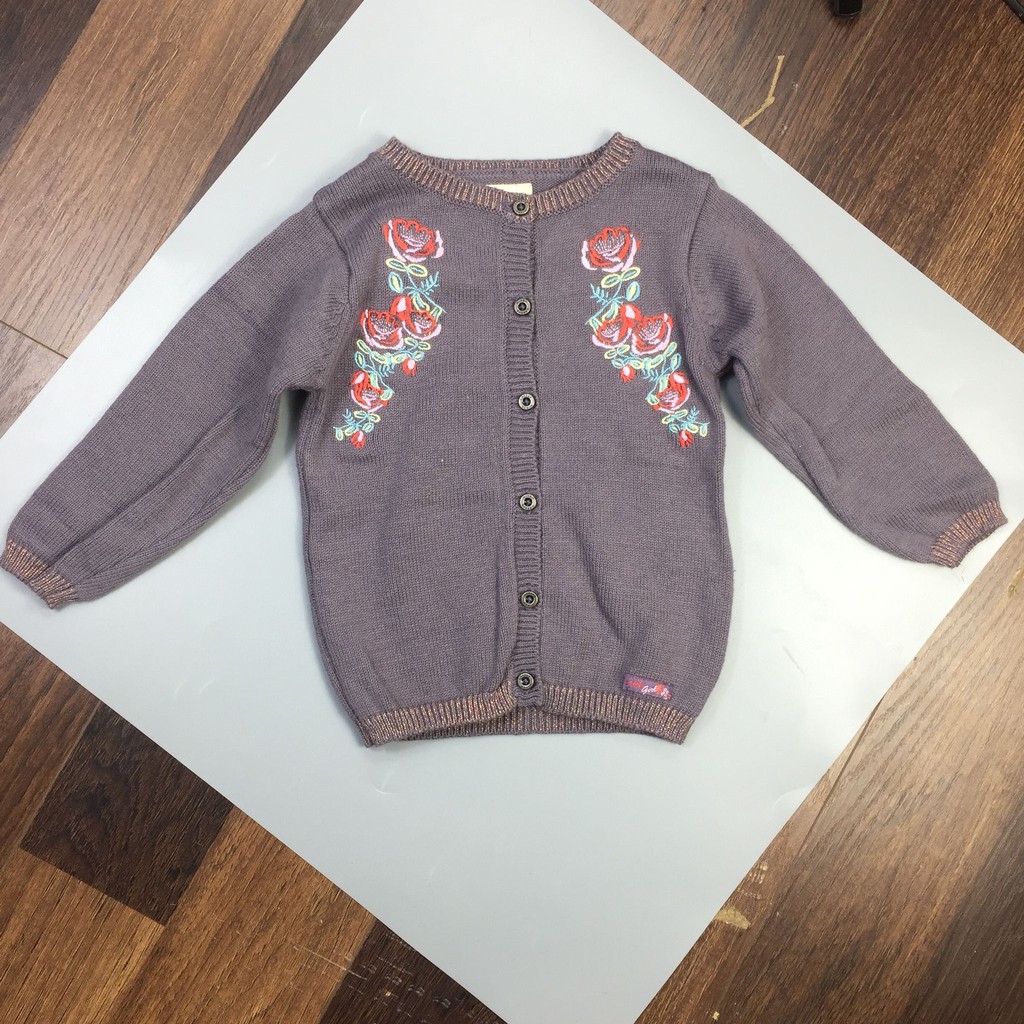 [18M] Áo khoác len bé gái Obaibi - Creeks xám hoa