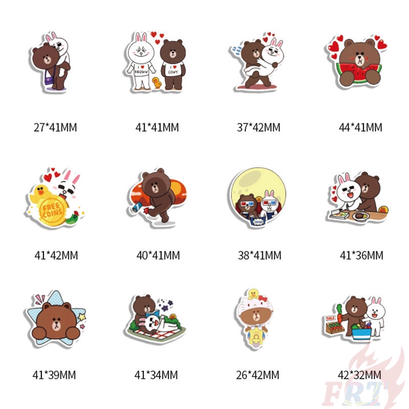 ❉ Line Town - Cony Rabbit &amp; Brown Bear Giấy và decal dán tường ❉ 36Pcs/Set DIY Decals Stickers for Diary Laptop