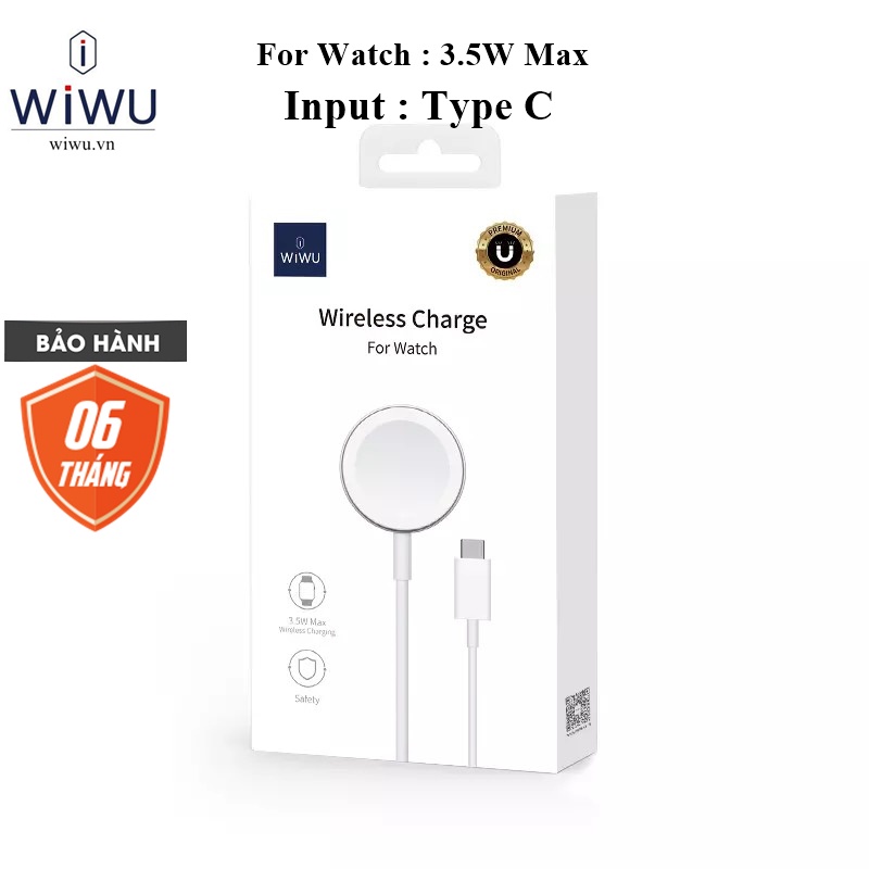 Đế Cáp sạc WIWU M 9 chân sạc Type C cho Đồng hồ thông minh Watch 7 , 6 , 5 , SE , 4 , 3 , 2 , 1 . Bảo hành 6 tháng