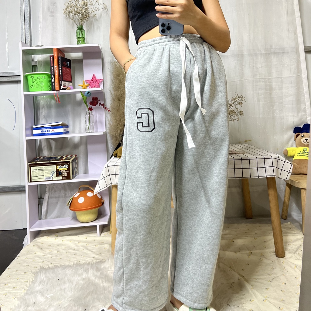 Quần Nỉ Ống Suông Chữ C Phối Dây Dù Bản To Chất Nỉ Bông Dày Dặn SIÊU HOT