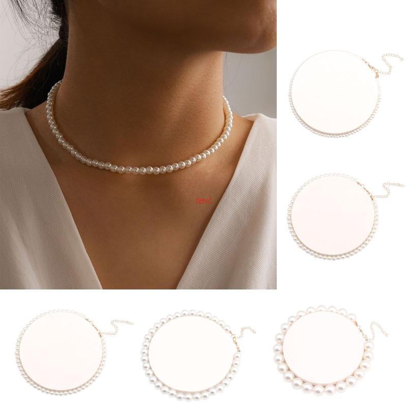 Vòng cổ choker đính ngọc trai giả phong cách Bohemian thời trang cho nữ