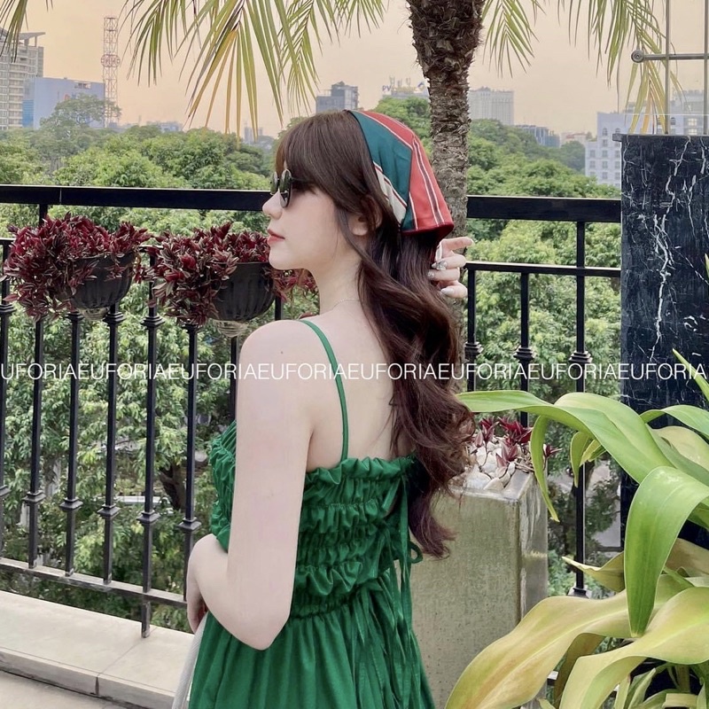 Đầm Maxi 2 Dây Phối Viền Bèo Dễ Thương