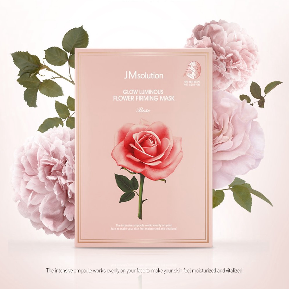 Mặt Nạ Giấy Làm Sáng, Săn Chắc Da Chiết Xuất Hoa Hồng Jmsolution Glow Luminous Flower Firming Mask #Rose 30ml