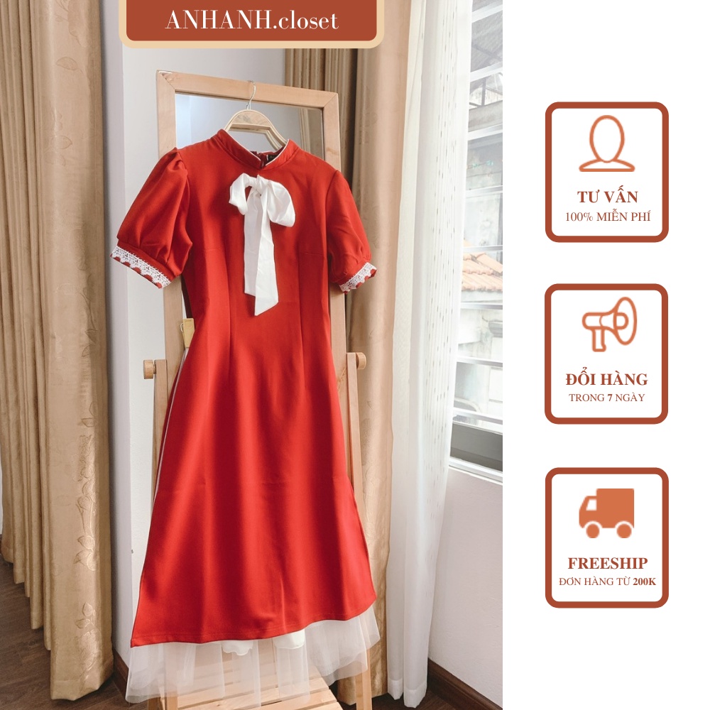 Áo dài cách tân nữ cao cấp tay bồng thướt tha kèm chân váy ANHANH.closet