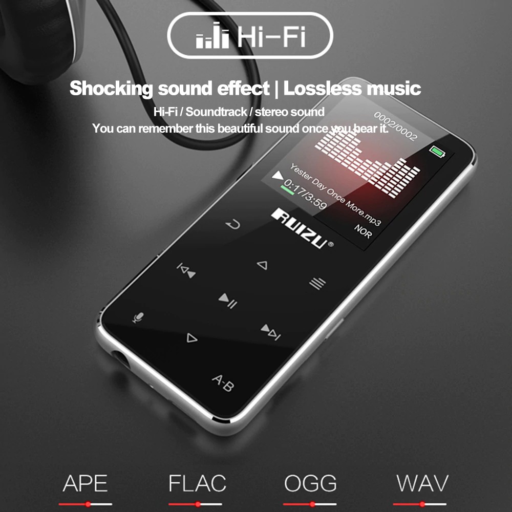 Máy Nghe Nhạc MP3 HiFi Thể Thao Bluetooth Ruizu X16 Bộ Nhớ Trong 8GB
