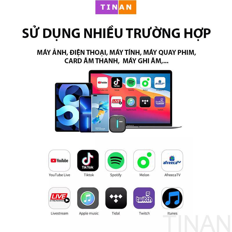 Micro Thu Âm Không Dây M18 TINAN, Chuyên Dùng Quay Vlog, Livestream Nền Tảng Kép, Dùng Cho iPhone, Android, Máy Tính