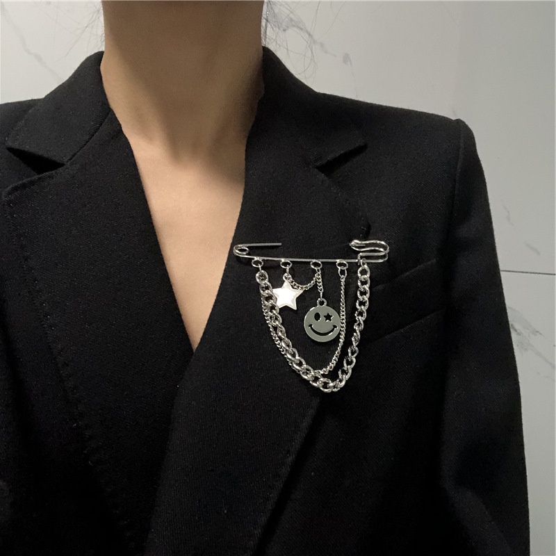 IF ME Trâm Cài Áo Hình Ngôi Sao Mặt Cười Đơn Giản Phong Cách Vintage