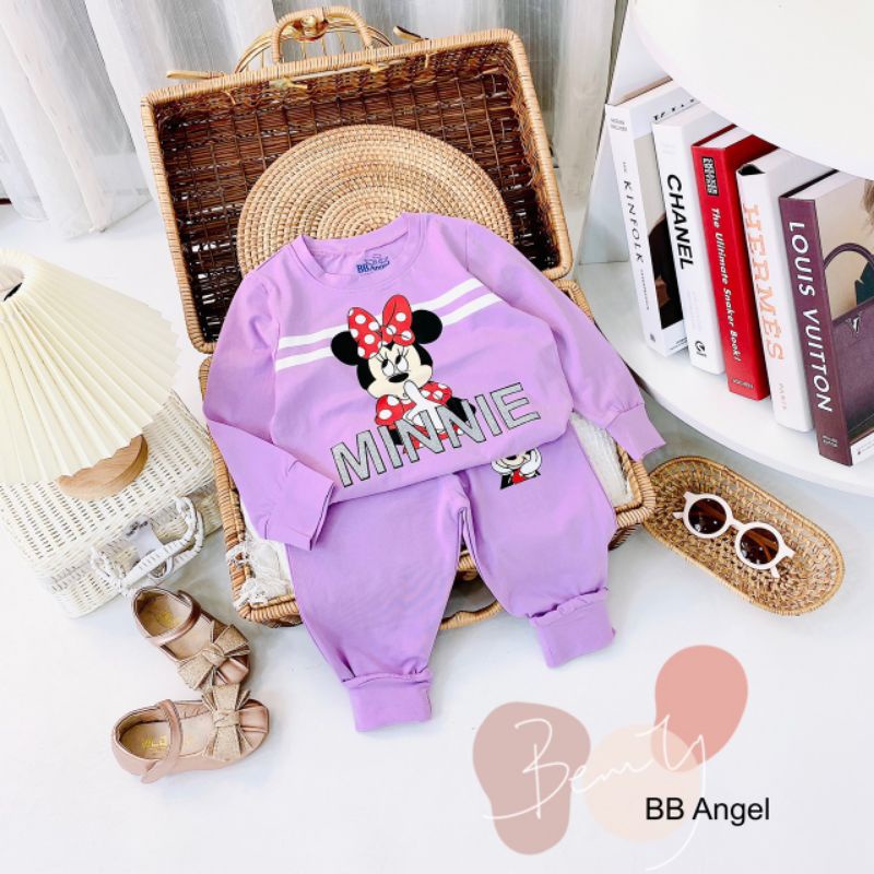 [size 10-20kg] Bộ thu đông dài tay bb angel minie chữ nổi cực đẹp 100% cotton Sài Gòn loại 1