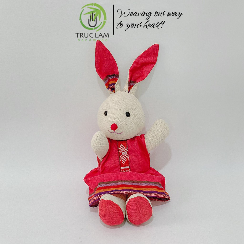 Đồ Chơi Cho Bé Thú Nhồi Bông Hình Thỏ Mẹ Mặc Váy Vải Thổ Cẩm Dệt Tay Bông Gòn Cao Cấp – Trúc Lâm Handmade