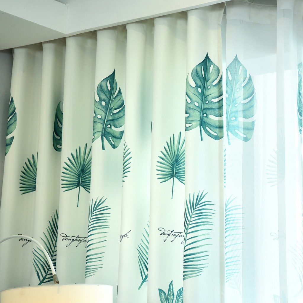 Rèm Cửa Trang Trí Nhà Họa Tiết Lá Cây