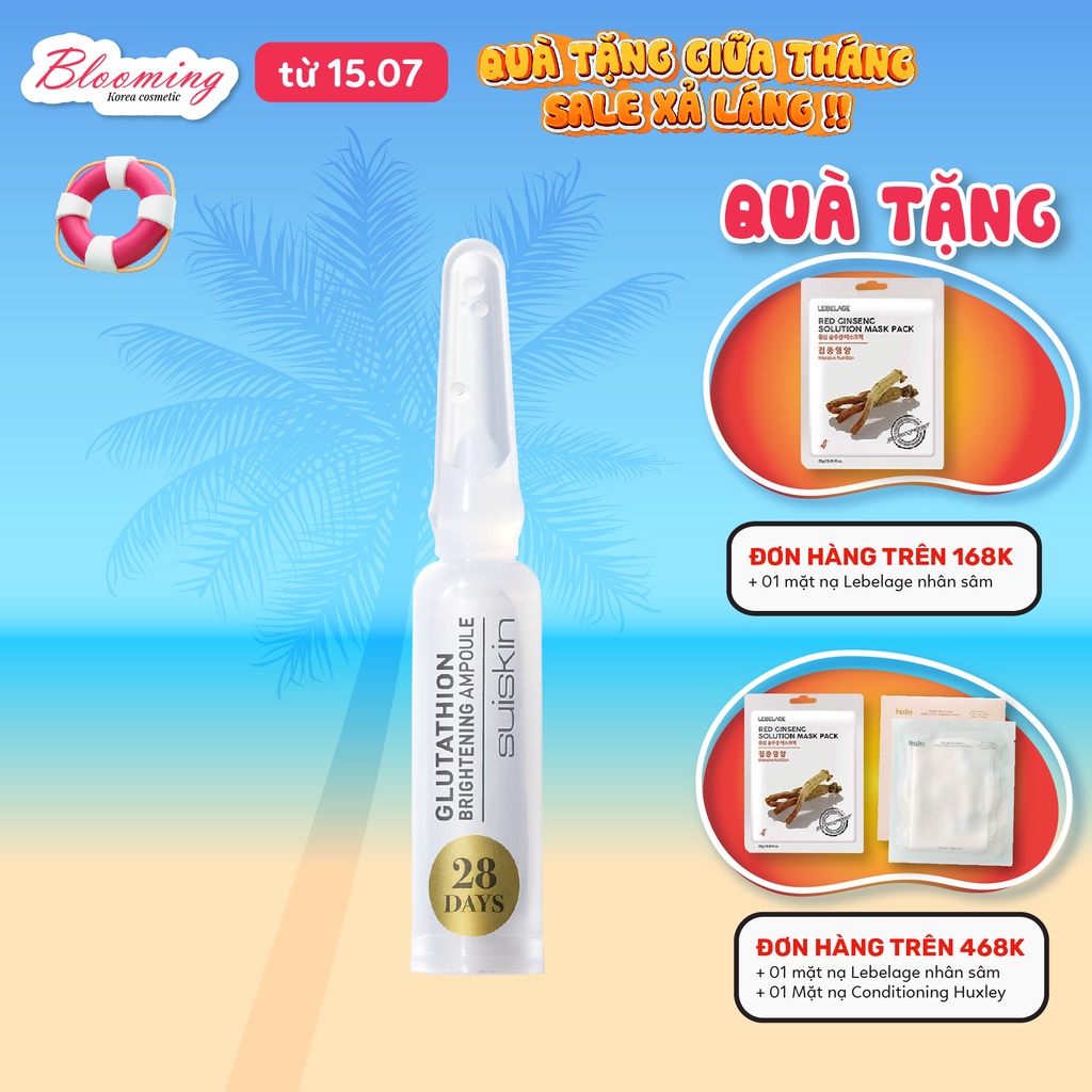 Tinh Chất Dưỡng Trắng Da Sau 28 Ngày Suiskin Glutathione Brightening Ampoule 1 ống/1.5ml
