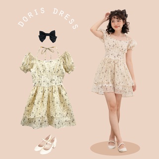 Bleubird váy lụa hoa nhí dáng xoè doris dress