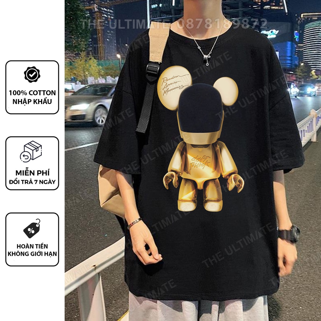 Áo phông Bearbrick form rộng nam nữ áo phông in hình tay lỡ cotton 100% The Ultimate