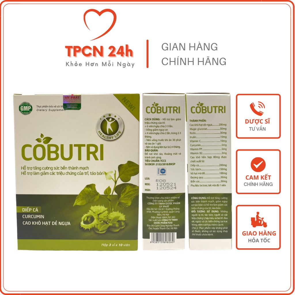 4 hộp COBUTRI - Đánh bay trĩ nội, trĩ ngoại, táo bón