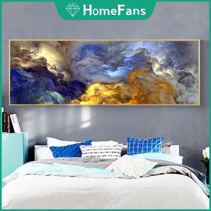 Tranh Đính Đá 5D Tự Làm Hình Đám Mây Kích Thước Lớn 40x100cm Trang Trí Phòng Ngủ