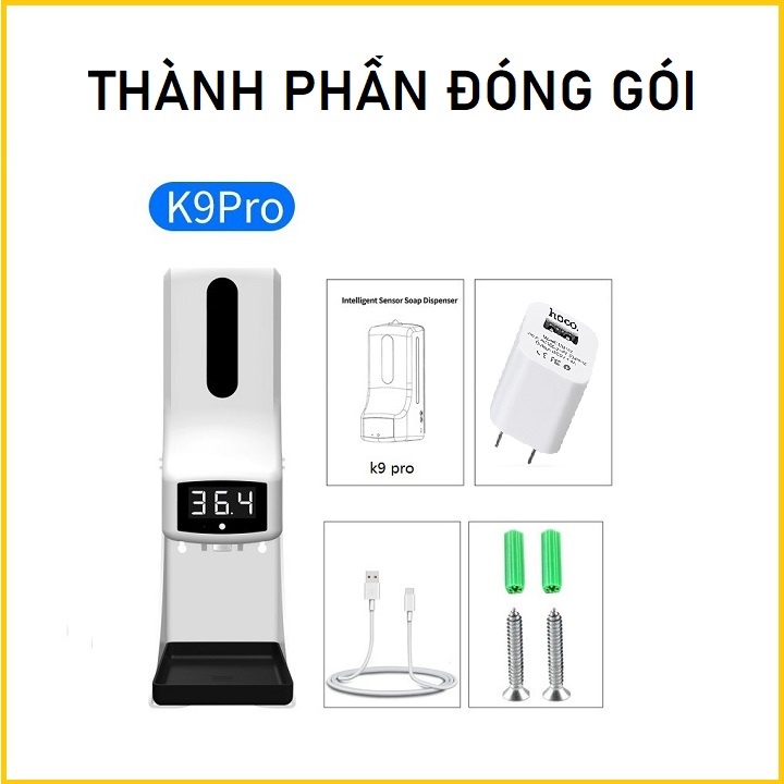 Máy rửa tay khử khuẩn tự động_Đo thân nhiệt cảm ứng hồng ngoại k9 pro