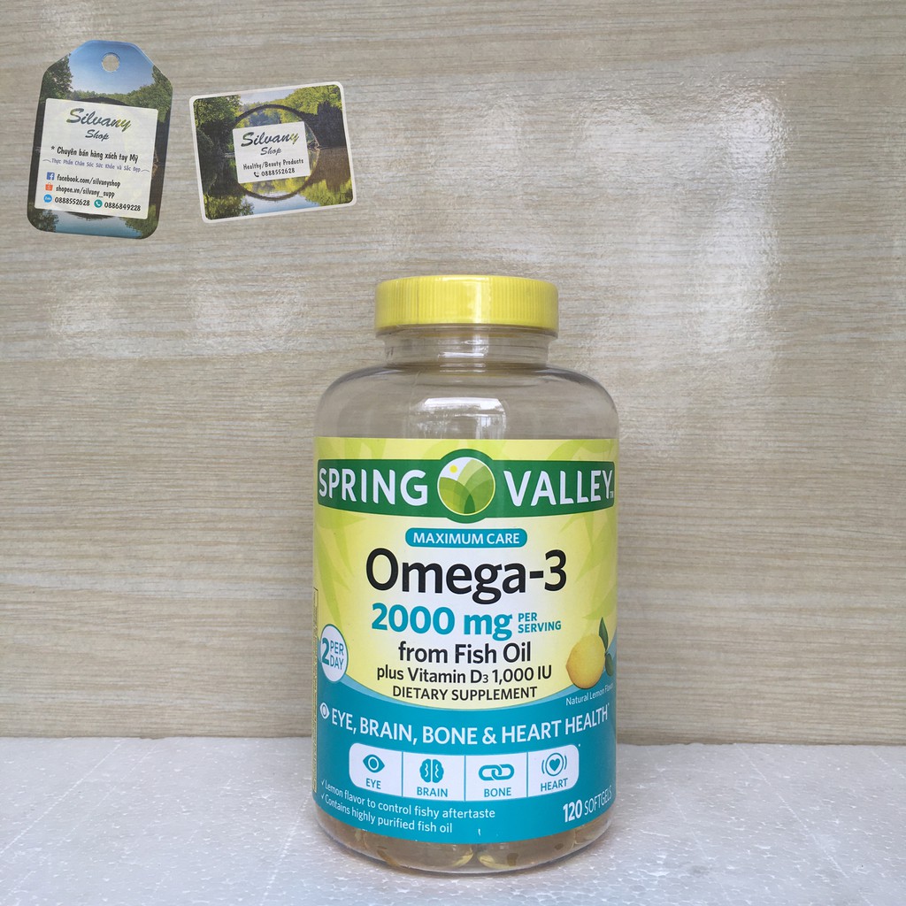 Omega_3 2000mg from Fish Oil Plus Vitamin D3 1000IU Spring Valley (1290mg EPA/620mg DHA – Serving Size 2 Softgels)