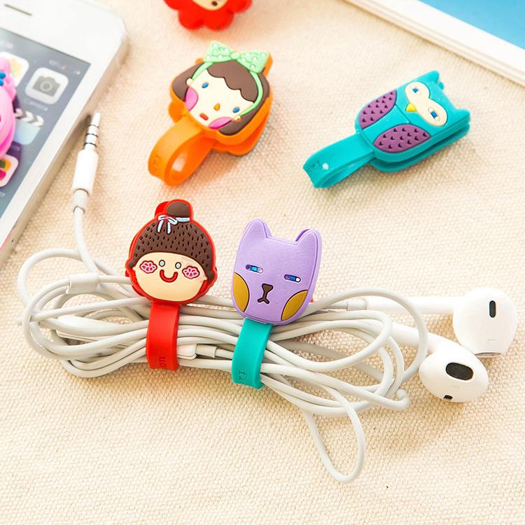 Dụng cụ quấn gọn dây cáp tai nghe nhiều kiểu dáng hoạt hình xinh xắn tiện dụng