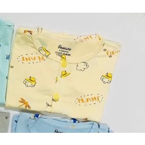 Áo cộc tay avalew cúc giữa peptit nền màu, áo cộc tay cho bé sơ sinh