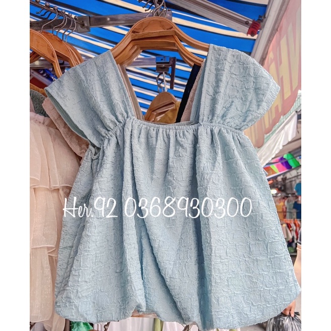 Áo Hai Dây Bản To Dáng Bồng Line Phong Cách Hàn Quốc Siêu Xinh