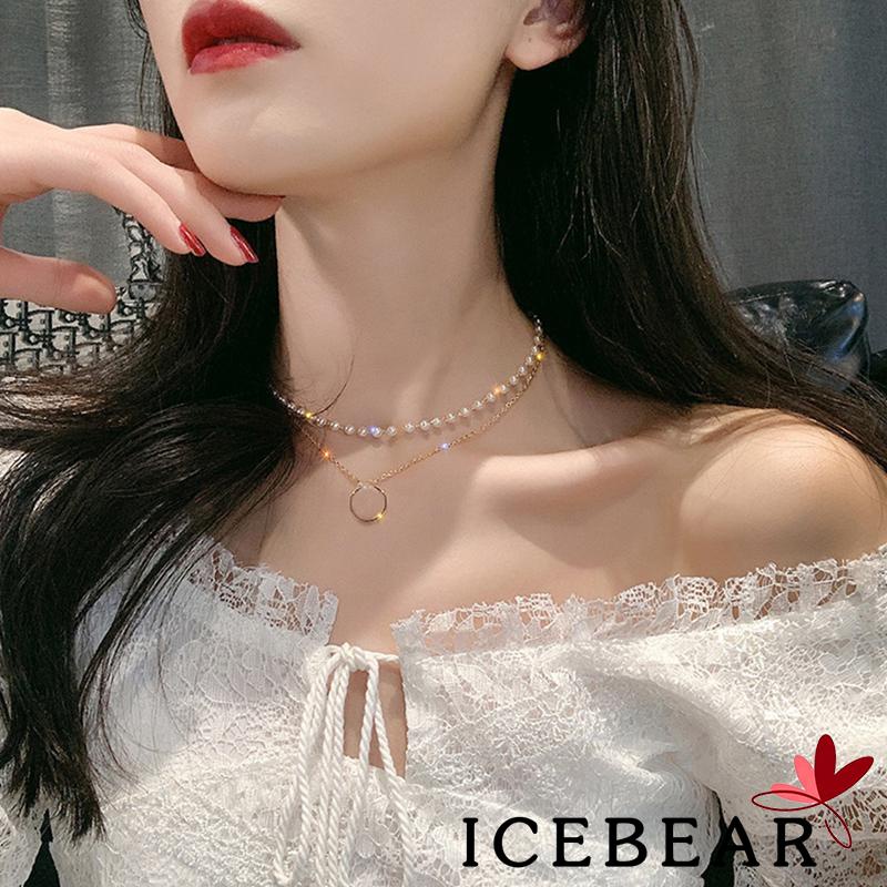 Vòng cổ Hai Lớp Đính Ngọc Trai Giả Thời Trang Dành Cho Nữ