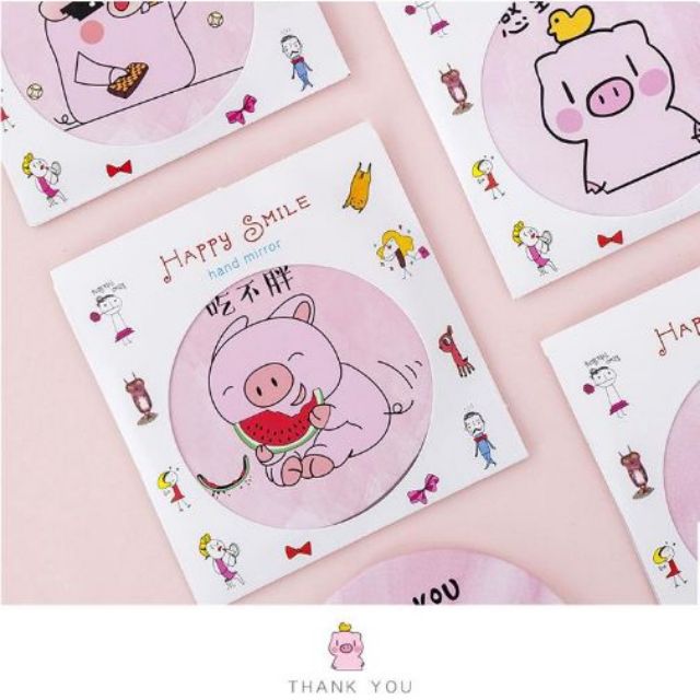 Gương mini hình bò sữa/ heo hồng/ khủng long và nhân vật hoạt hình