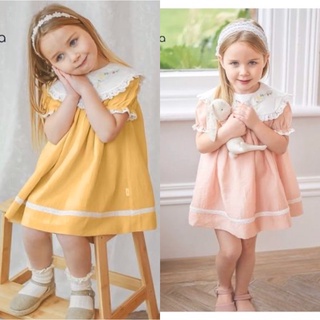 Váy cộc Melisa cổ trắng thêu hoa viền ren dễ thương Nga Fish V14R2