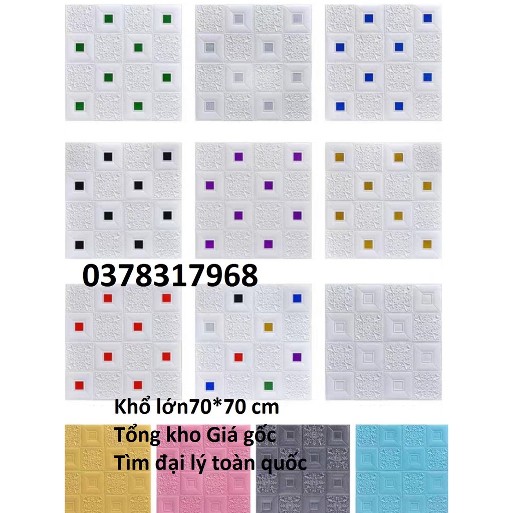 Xốp dán tường hoa văn kt 70*70 cm,sẵn keo siêu dính