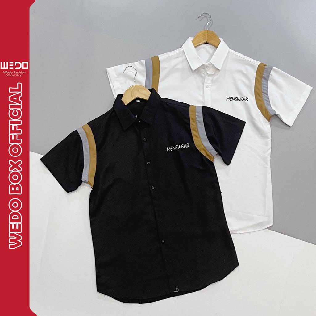Áo Sơ Mi Nam Tay Ngắn Chất Cotton Chạy Sọc Màu Vai M3nswear Lịch Sự, Đơn Giản - SM 362 NGAN TAY MENSWEAR