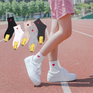 Embroidery Love Heart Pattern Socks Women Cute Best Fresh Cotton Crew Socks Sale Girl School Japanese White Sports Socks Fashion