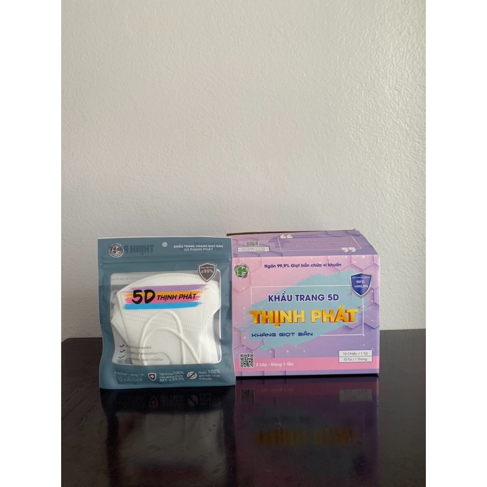 1 thùng Khẩu trang y tế kháng khuẩn 5D Thịnh Phát dành cho người lớn(100 cái)