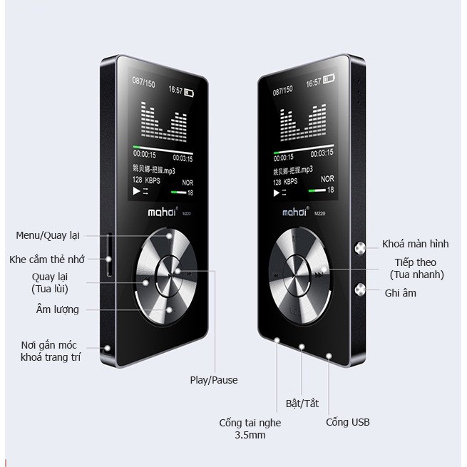 [Mã 153ELSALE2 giảm 7% đơn 300K] Máy nghe nhạc HI-FI Lossless Mahdi M220