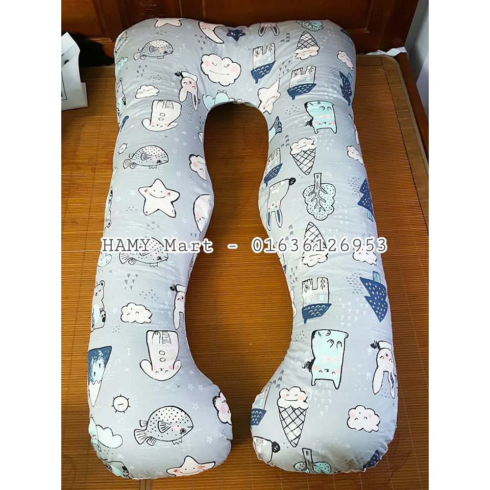 Gối bà bầu chữ U 100%cotton [FREESHIP]