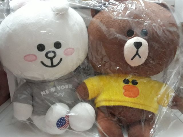 Cặp gấu bông tình nhân gấu nâu Brown & Thỏ Cony size trung to, mới 99%💟💟💟