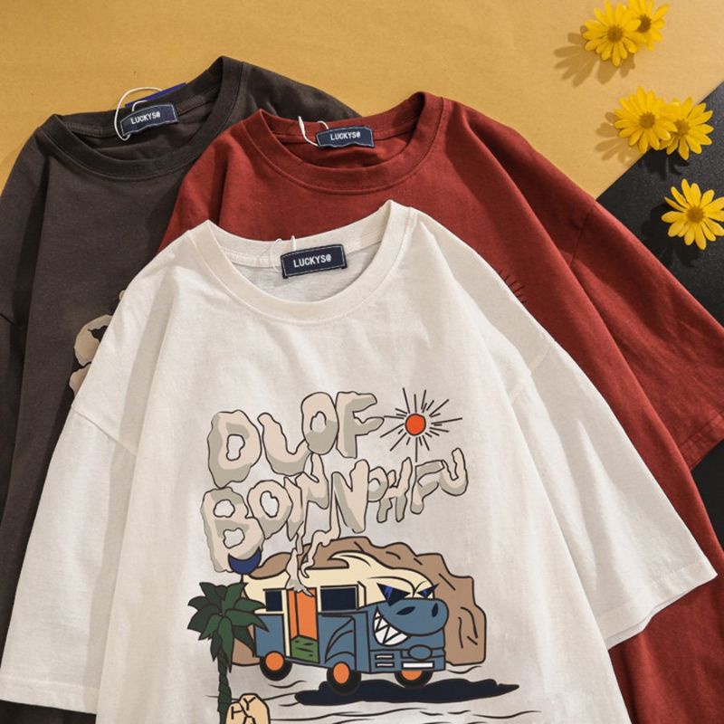 Áo Phông Form Rộng DLOF BOINN Áo Thun Tay Lỡ Nam Nữ Form Rộng Unisex Cotton 100% In Chữ