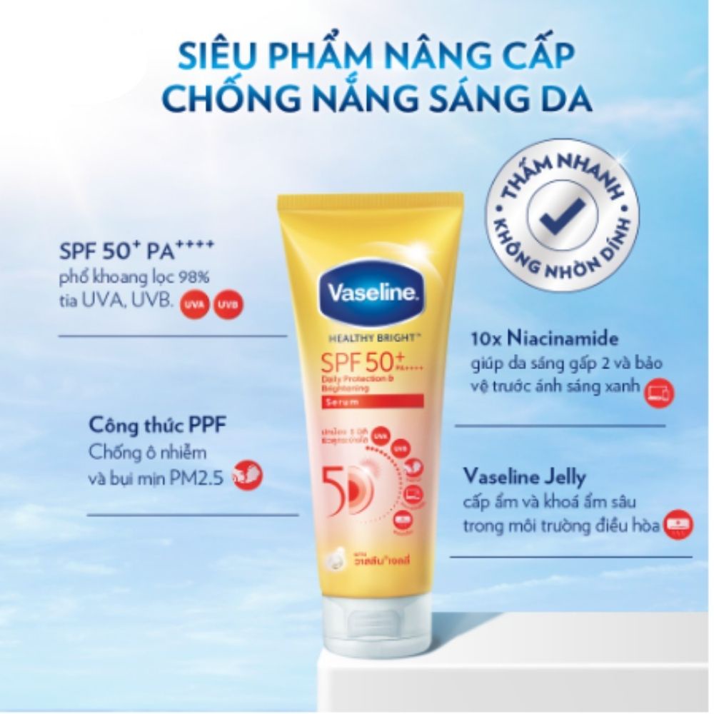 Dưỡng thể chống nắng Vaseline 50X Healthy Bright SPF50+ PA++++ 320ml