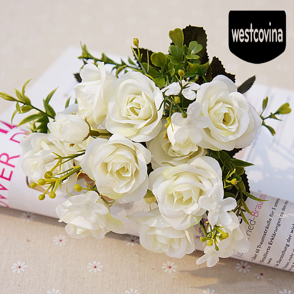 [Hot]☀ 1 Bó Hoa Gồm 10 Bông Hoa Hồng Giả Theo Phong Cách Hoàng Gia Châu Âu