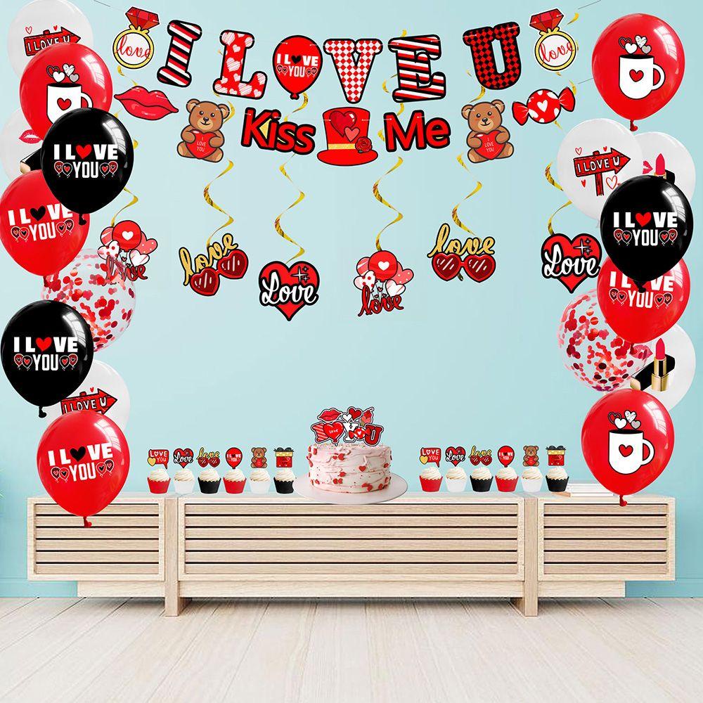 .Bộ Bong Bóng In Chữ Happy Valentine Dùng Trang Trí Bánh Kem